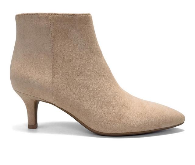 Women's Aerosoles Edith Heeled Booties in Camel Suede color