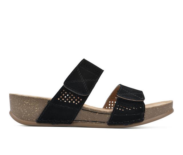 Women's White Mountain Ferula Footbed Sandals in Black color