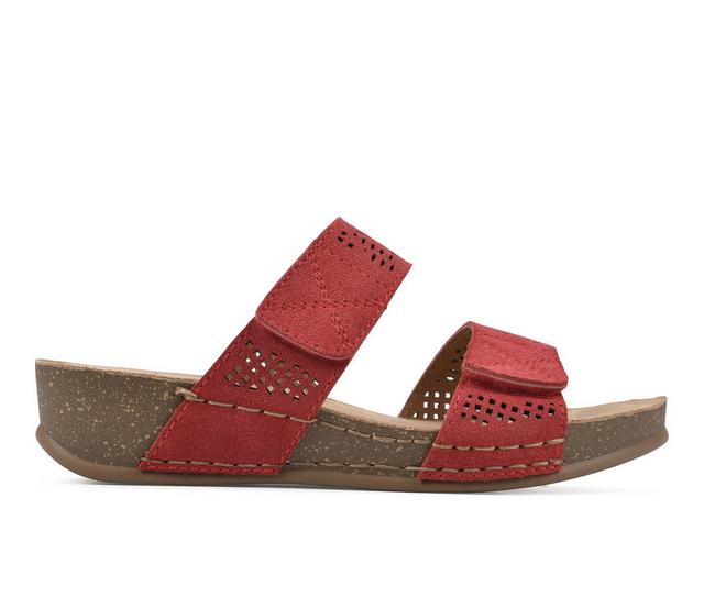 Women's White Mountain Ferula Footbed Sandals in Cruella Red color