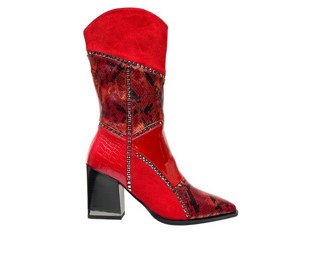 Women's Ninety Union Art Western Inspired Boots in Red color