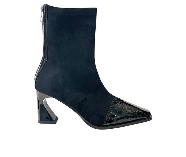 Women's Ninety Union Bronx Mid Calf Heeled Booties in Black color