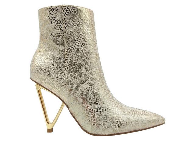 Women's Ninety Union Gia Heeled Booties in Snake Gold color