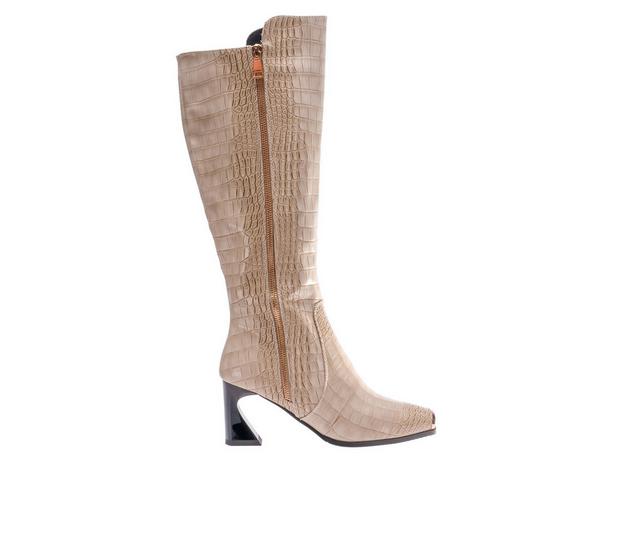 Women's Ninety Union London Knee High Heeled Boots in Bone color