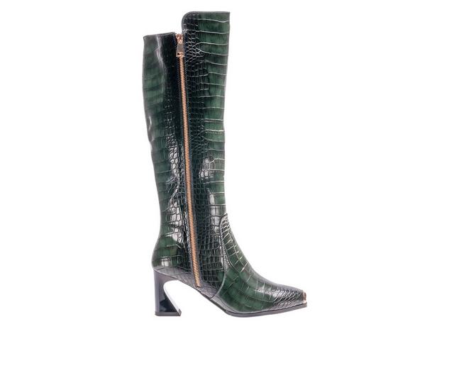 Women's Ninety Union London Knee High Heeled Boots in Olive color