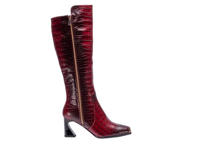 Women's Ninety Union London Knee High Heeled Boots in Wine color