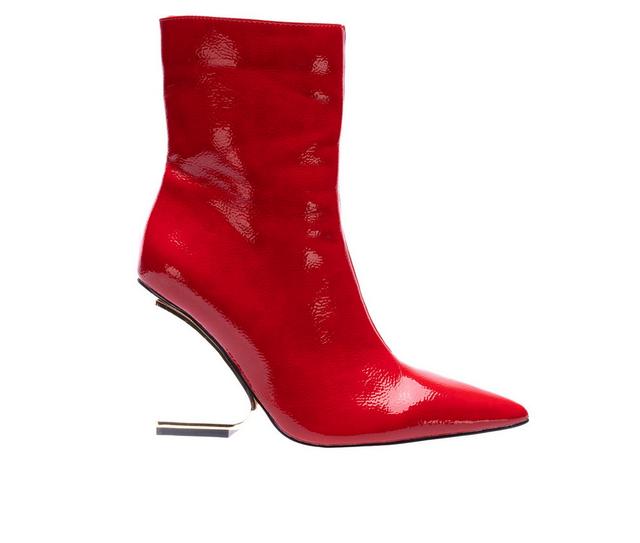 Women's Ninety Union Princess Heeled Booties in Red Pat color