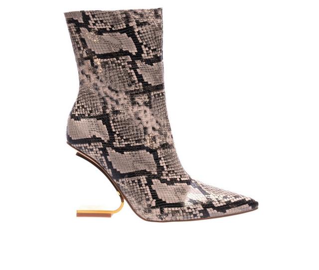 Women's Ninety Union Princess Heeled Booties in Gold Snake color