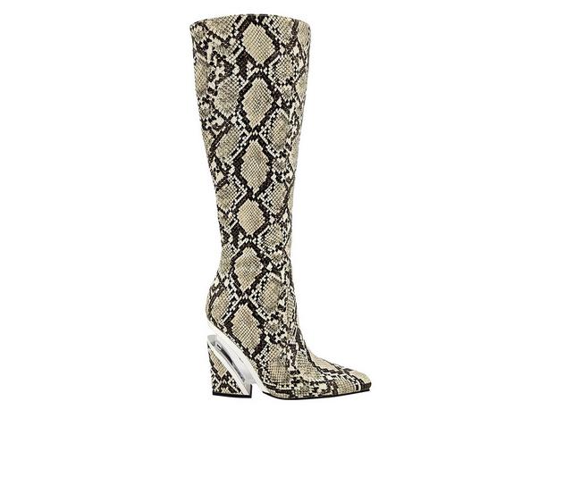 Women's Ninety Union Viva Wedge Knee High Boots in Natural Snake color