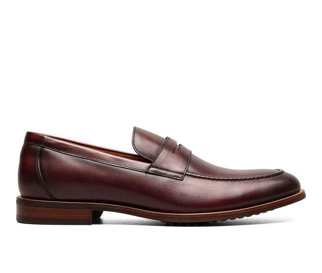 Men's Florsheim Rucci Moc Toe Penny Dress Loafers in Burgundy color