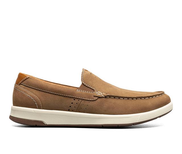 Men's Florsheim Crossover Moc Toe Slip On Casual Loafers in Mushroom color