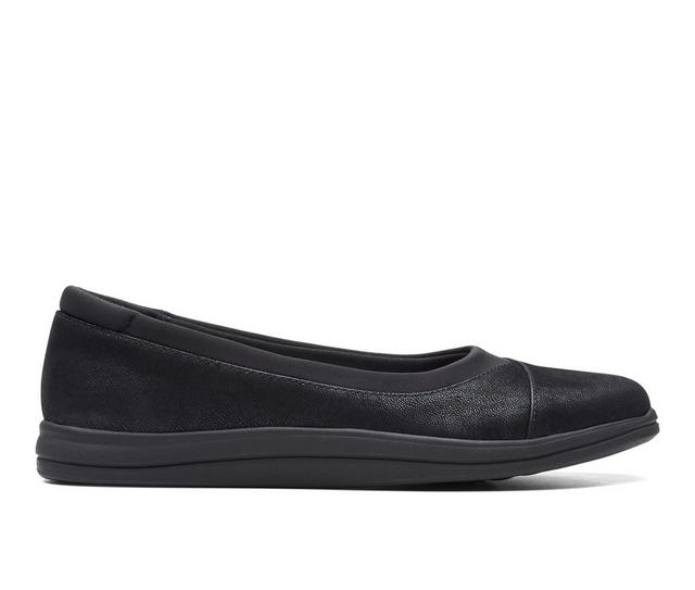 Women's Clarks Breeze Ayla Flats in Black color