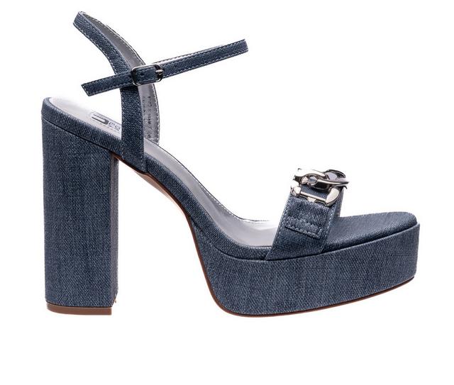 Women's Ninety Union Darling Platform Dress Sandals in Blue Denim color