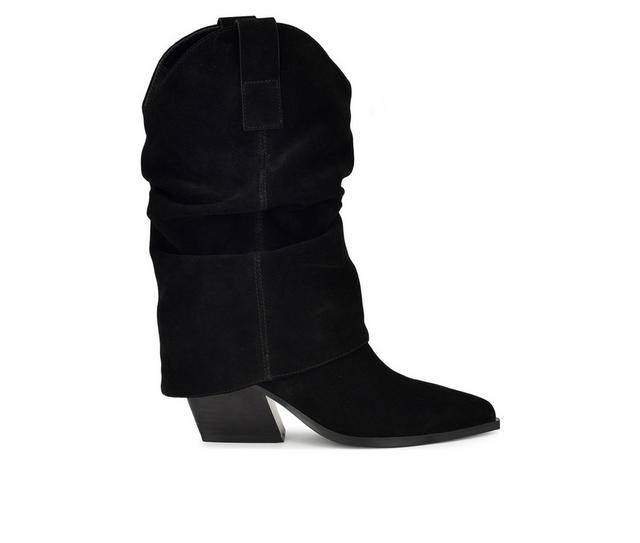 Women's Nine West Wilton Western Boots in Black Suede color