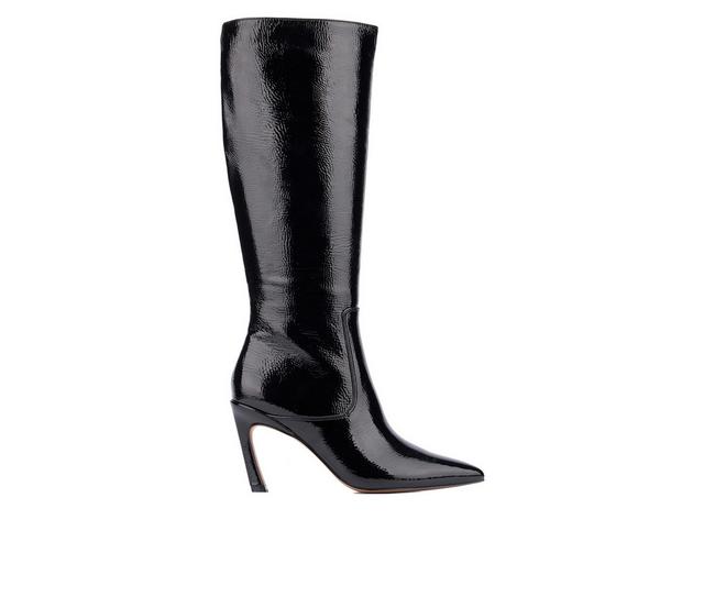 Women's New York and Company Krystelle Knee High Boots in Black Patent color