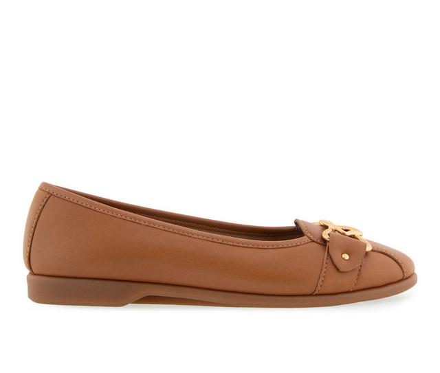 Women's Aerosoles Bia Flats in Tan Leather color