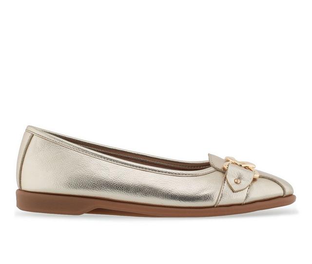 Women's Aerosoles Bia Flats in Soft Gold color