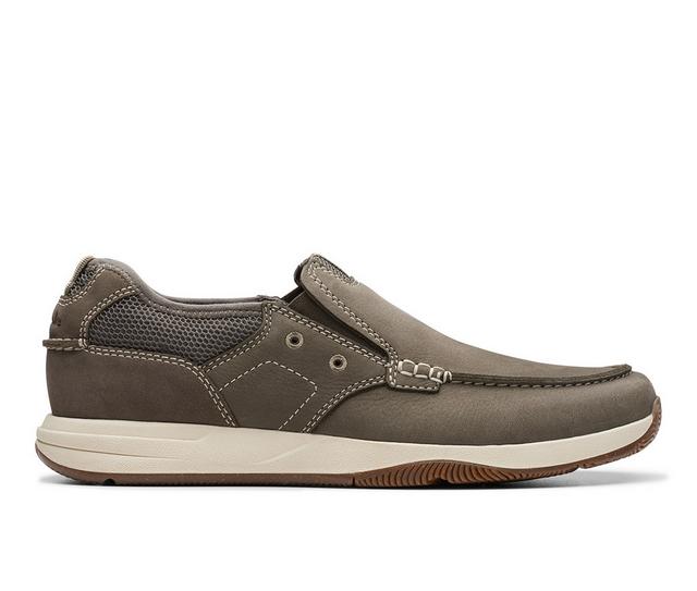 Men's Clarks Sailview Step Boat Shoes in Taupe Nubuck color