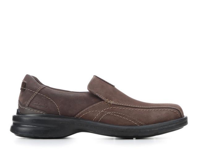 Men's Clarks Gessler Step S/O Slip-On Shoes in Drk Brwn Lea Wd color