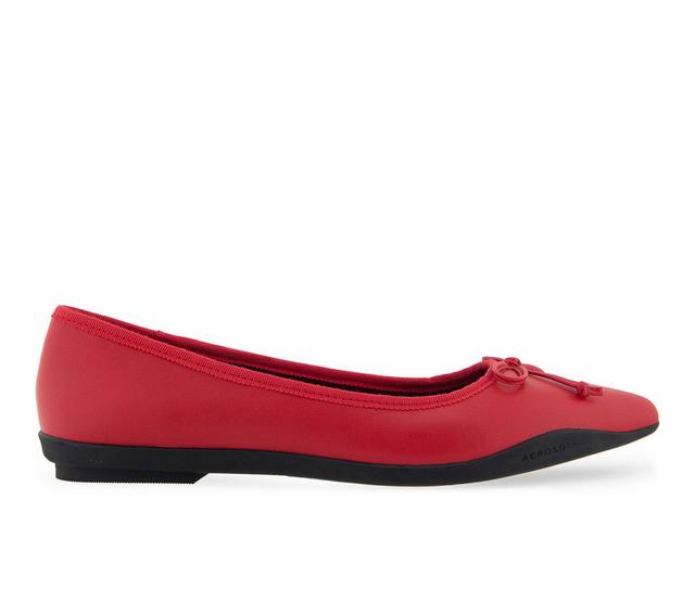 Women's Aerosoles Dumas Flats in Red Leather color