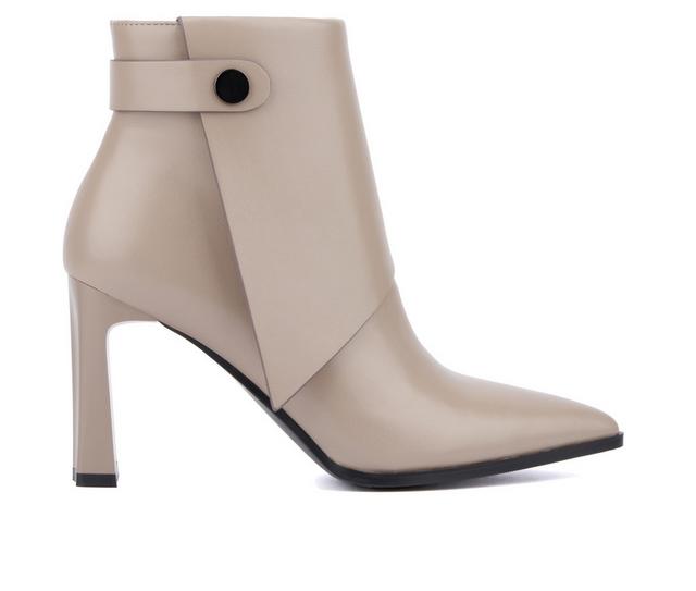 Women's Torgeis Flora Heeled Booties in Taupe color