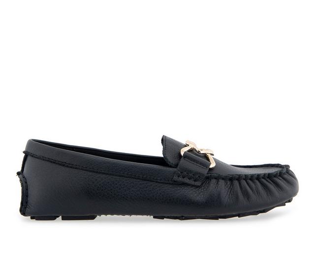 Women's Aerosoles Gaby Loafers in Black Leather color