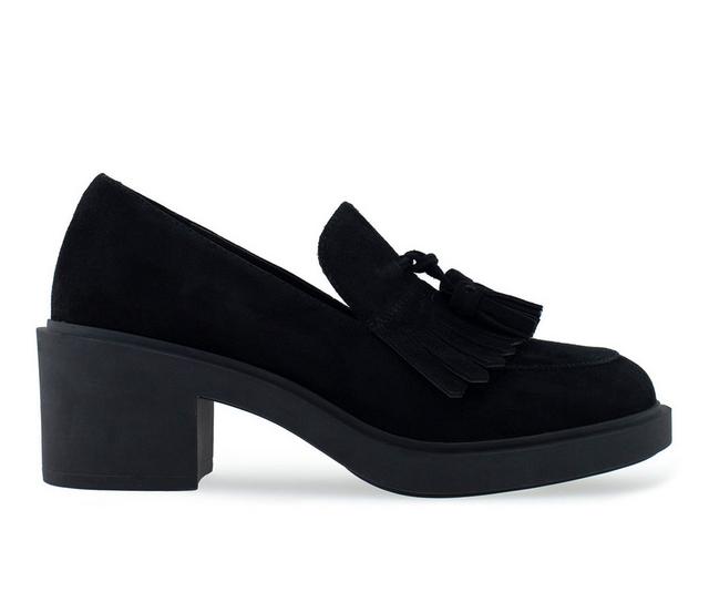 Women's Aerosoles Gibes Heeled Loafers in Black Suede color