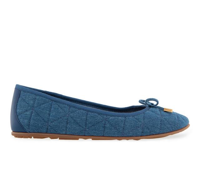 Women's Aerosoles Pia Flats in Quilted Denim color