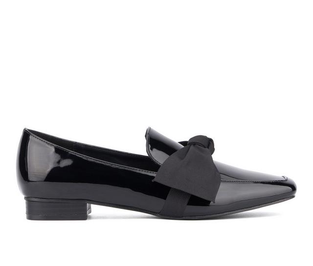 Women's New York and Company Domenica Loafers in Black Patent color