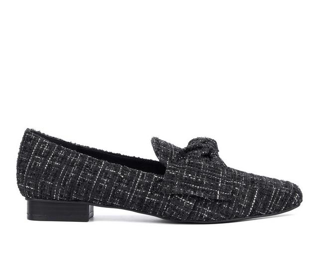 Women's New York and Company Domenica Loafers in Black/White color