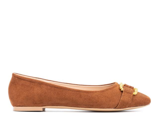 Women's New York and Company Niara Flats in Cognac color