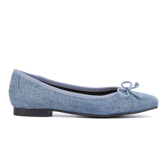 Women's New York and Company Paulina Flats in Denim color