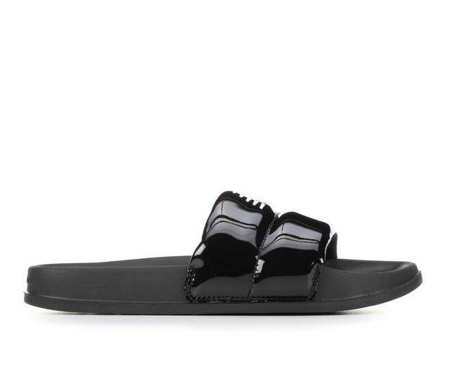 Women's New Balance 200 Puffy Sport Slides in Black/White color