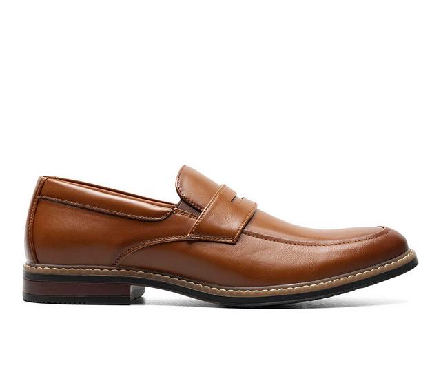 Men's Nunn Bush Carmelo Moc Toe Penny Loafer Dress Shoes in Cognac color