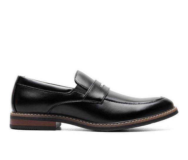 Men's Nunn Bush Carmelo Moc Toe Penny Loafer Dress Shoes in Black color