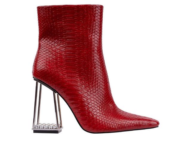 Women's Ashley Kahen Glam Heeled Booties in Red color