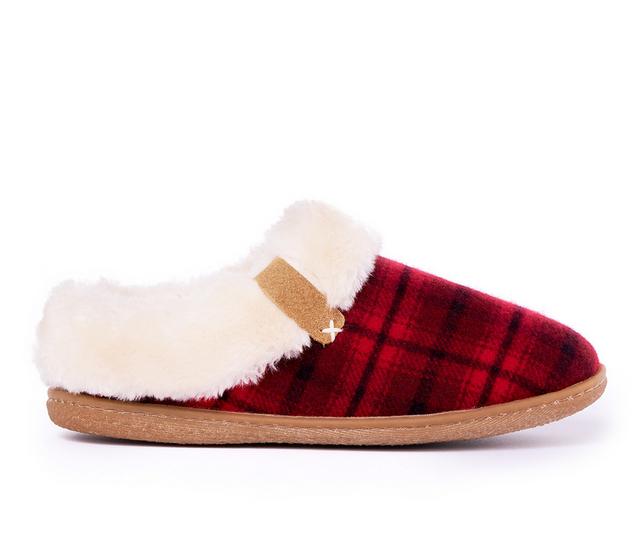 Minnetonka Camp Collar Scuff Slippers in Red Plaid color