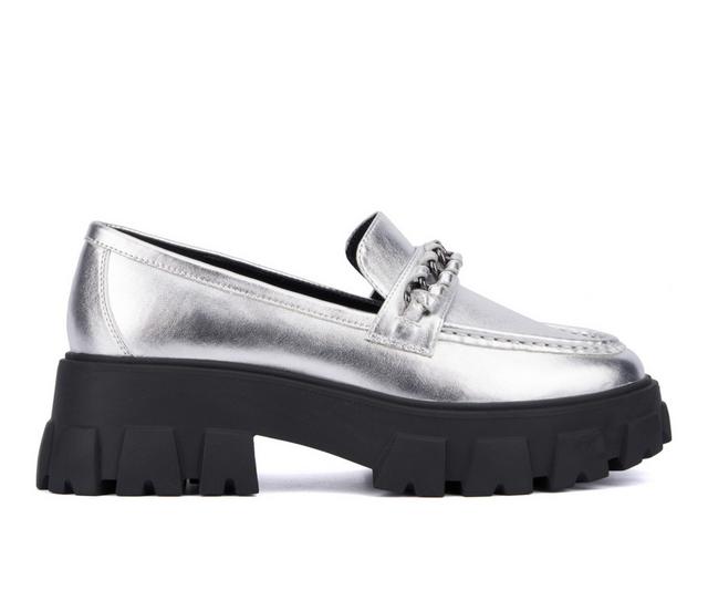 Women's Fashion to Figure Jazelle Wide Width Platform Loafers in Silver Wide color