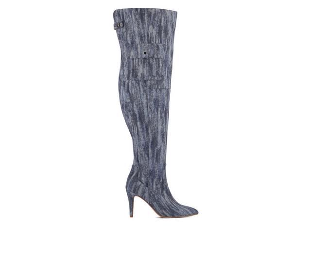 Women's Fashion to Figure Scarlet Extra Wide Calf Over The Knee Boots in Denim Wide color