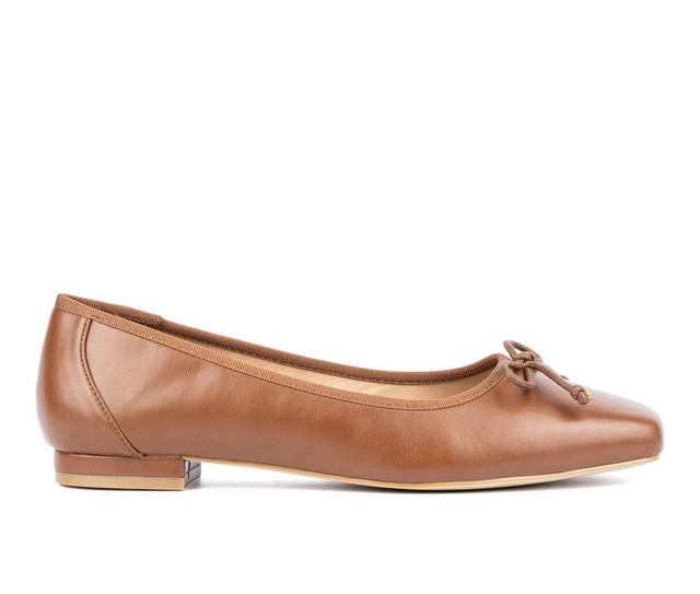 Women's Fashion to Figure Fawn Ballet Wide Width Flats in Cognac Wide color