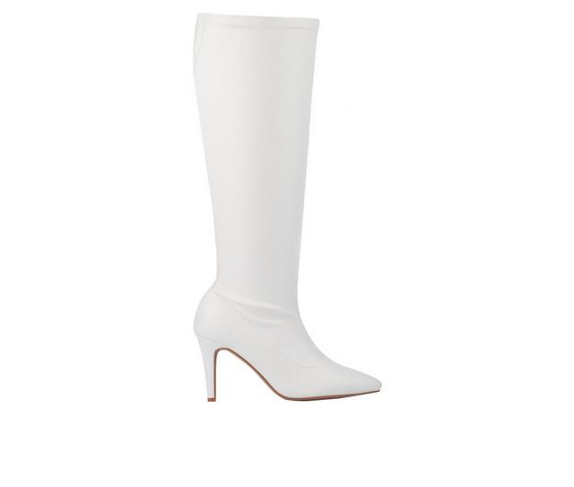 Women's Fashion to Figure Selena Wide Calf Knee High Boots in White Wide color
