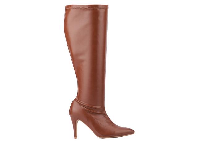 Women's Fashion to Figure Selena Wide Calf Knee High Boots in Cognac Wide color