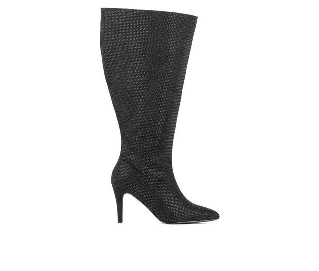Women's Fashion to Figure Stevie Gem Wide Calf Knee High Boots in Black Wide color