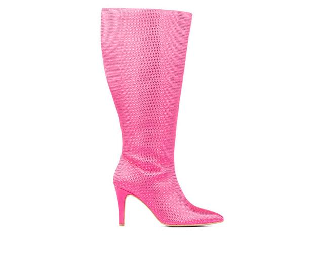 Women's Fashion to Figure Stevie Gem Wide Calf Knee High Boots in Pink Wide color