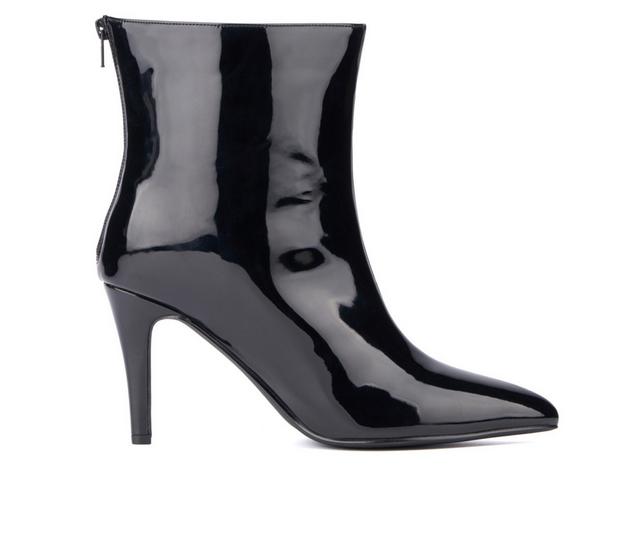 Women's Fashion to Figure Madelina Wide Width Booties in Black Pat Wide color