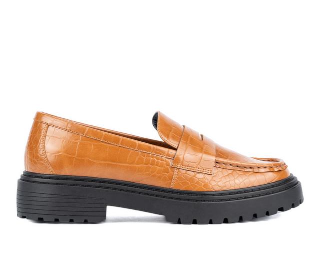 Women's Fashion to Figure Ilissa Loafer Shoes in Cognac Croc W color