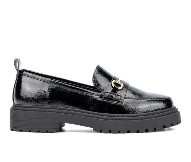 Women's Fashion to Figure Indigo Wide Width Loafers in Black Pat Wide color