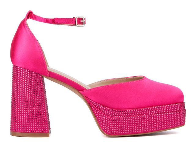 Women's Fashion to Figure Martine 2 Gemmed Wide Width Platform Pumps in Pink Wide color