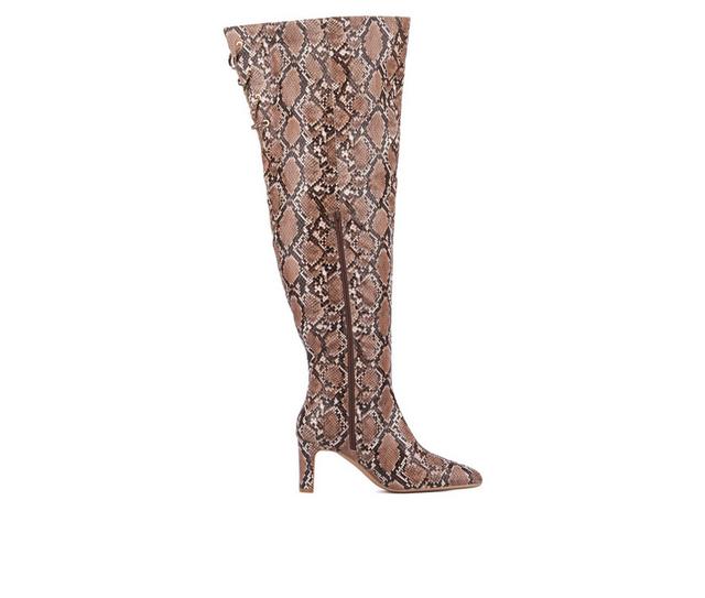 Women's Fashion to Figure Hayya Extra Wide Calf Knee High Boots in Nat Snake Wide color