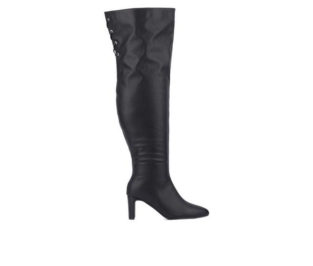 Women's Fashion to Figure Hayya Extra Wide Calf Knee High Boots in Black Wide color