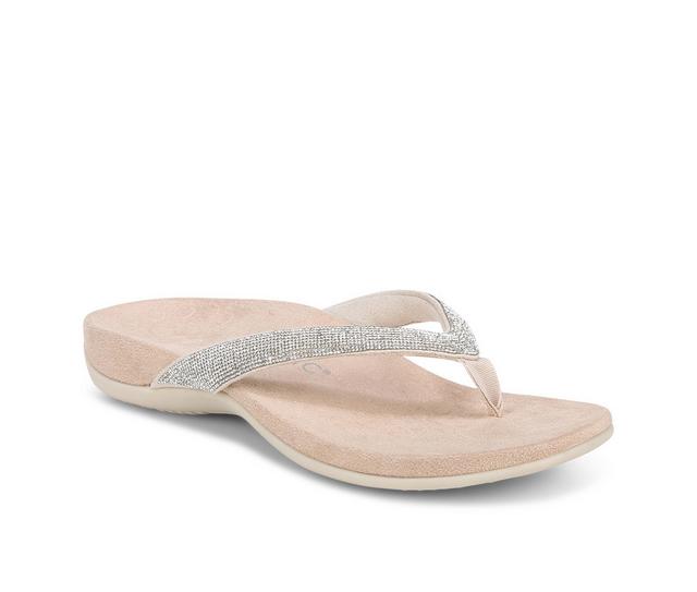 Women's Vionic Dillon Shine Flip-Flops in Cream color